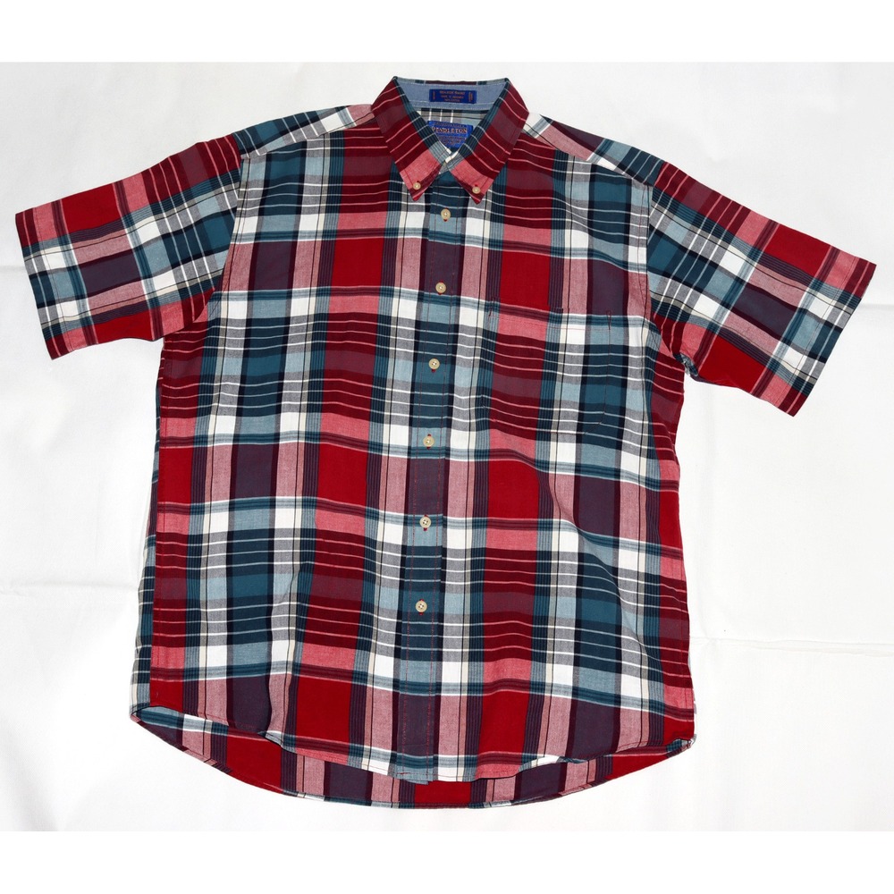 Pendleton Seaside Men's Short Sleeve Button Down Plaid Shirt Size Large